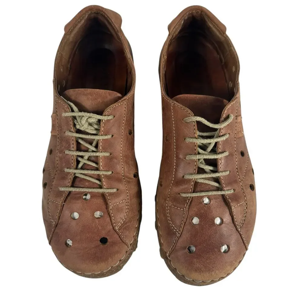Josef Seibel Spirit of Nature Brown Leather Lace Up Comfort Shoe EU 37 US‎ 6-6.5